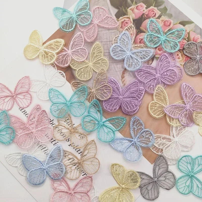 Embroidery Web - 20 шт./лот 4,5*3,5 см вышитая сетка-бабочка