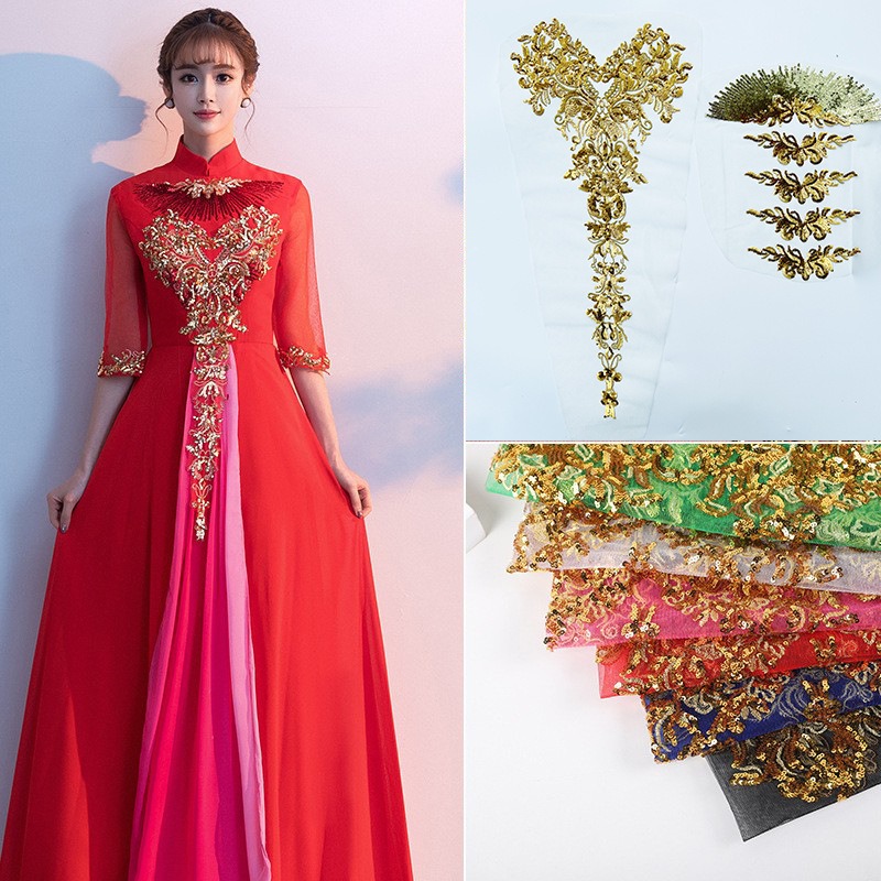 Embroidery Gold - 1 комплект, золотая фольга, пион, блестки,