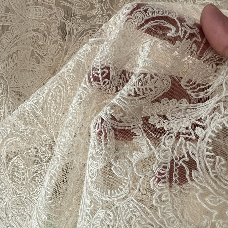 Embroidery Web - Хлопковое вышитое кружево с блестками и