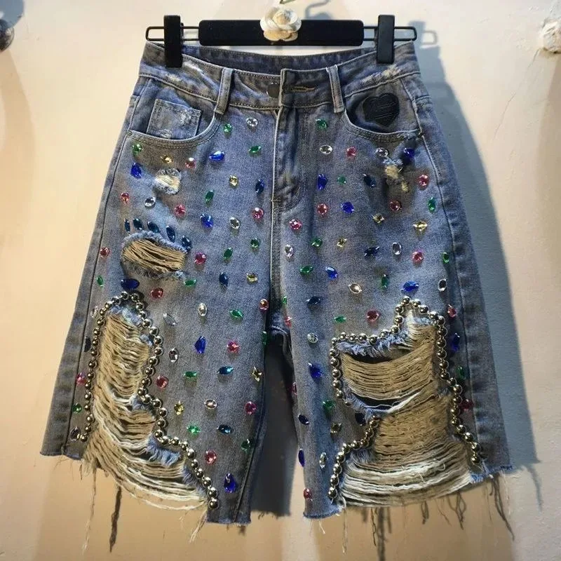 Embroidery Jeans Sakura - Лето 2021, короткие брюки, джинсы с