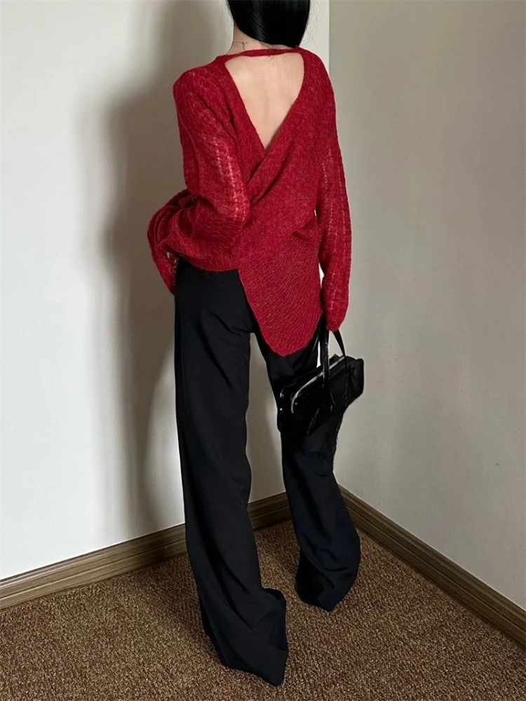 Embroidery Knit - Прозрачная вязаная женская футболка в стиле