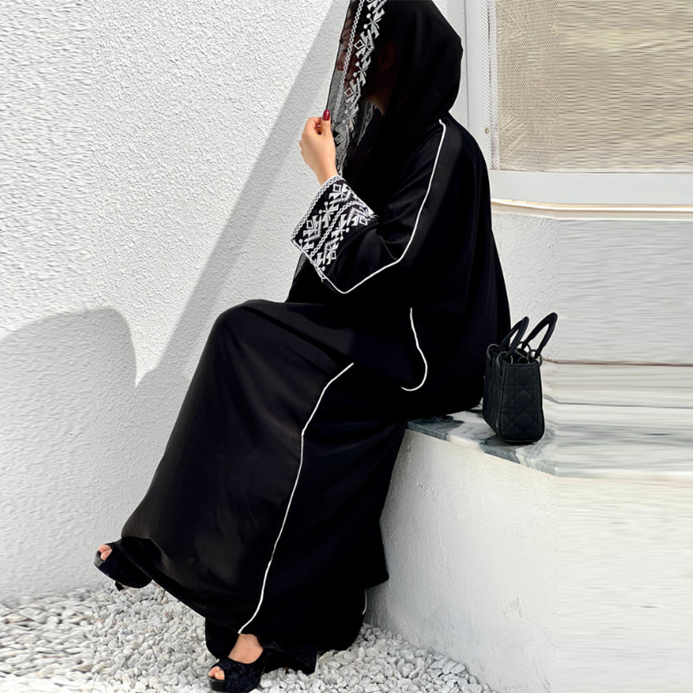 Embroidery Hijab - Модное классическое вышитое платье-хиджаб Абая, пальто-кимоно,