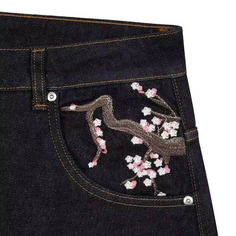 Мужские и женские джинсы Y2K в – обзор и цена Embroidery Jeans Sakura