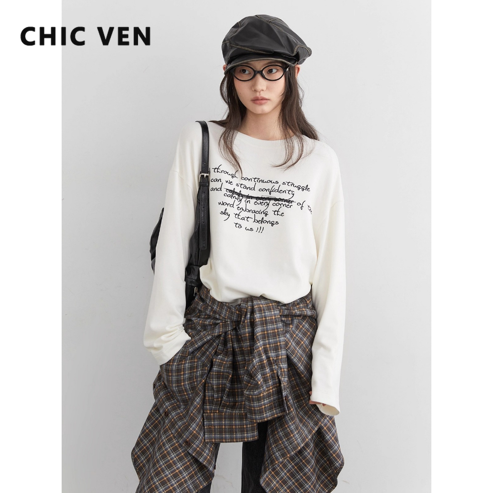 CHIC VEN новая женская футболк – обзор и цена Embroidery Font