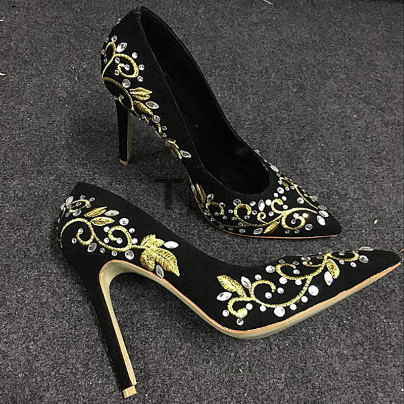 Туфли-лодочки на каблуке с бле – обзор и цена Embroidery Gold